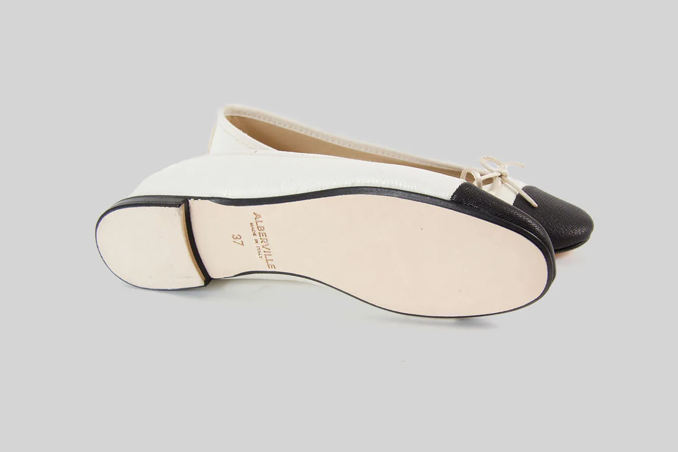 Marion Off-white and Black Ballerina Shoes