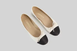 Marion Off-white and Black Ballerina Shoes