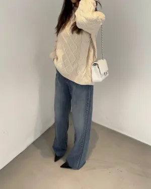 Medium Wash Relaxed Straight Jeans