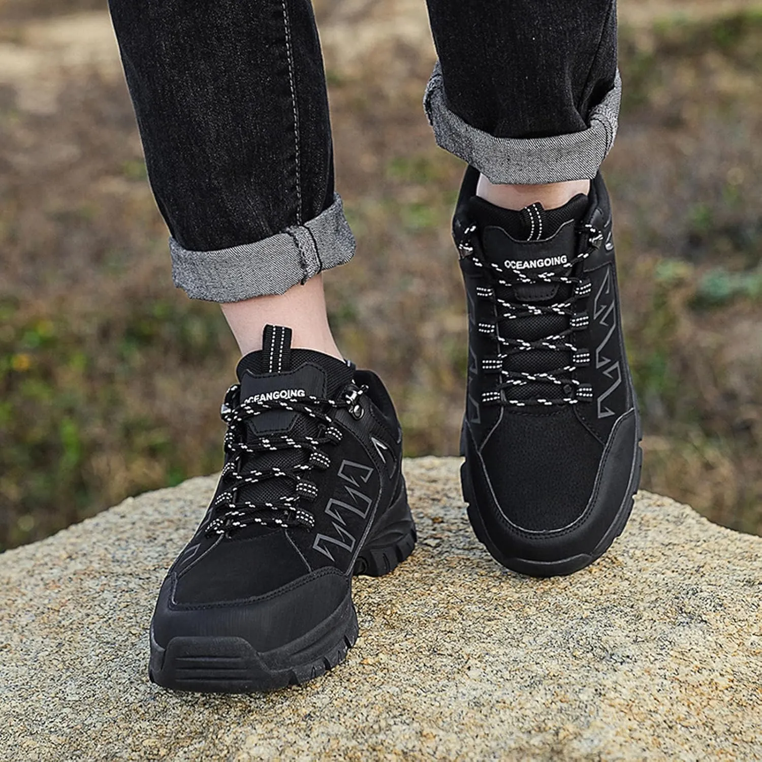 Men's Hiking Shoes Outdoor Walking Shoes Waterproof Work Shoes Trekking Trails Shoes with Arch Support