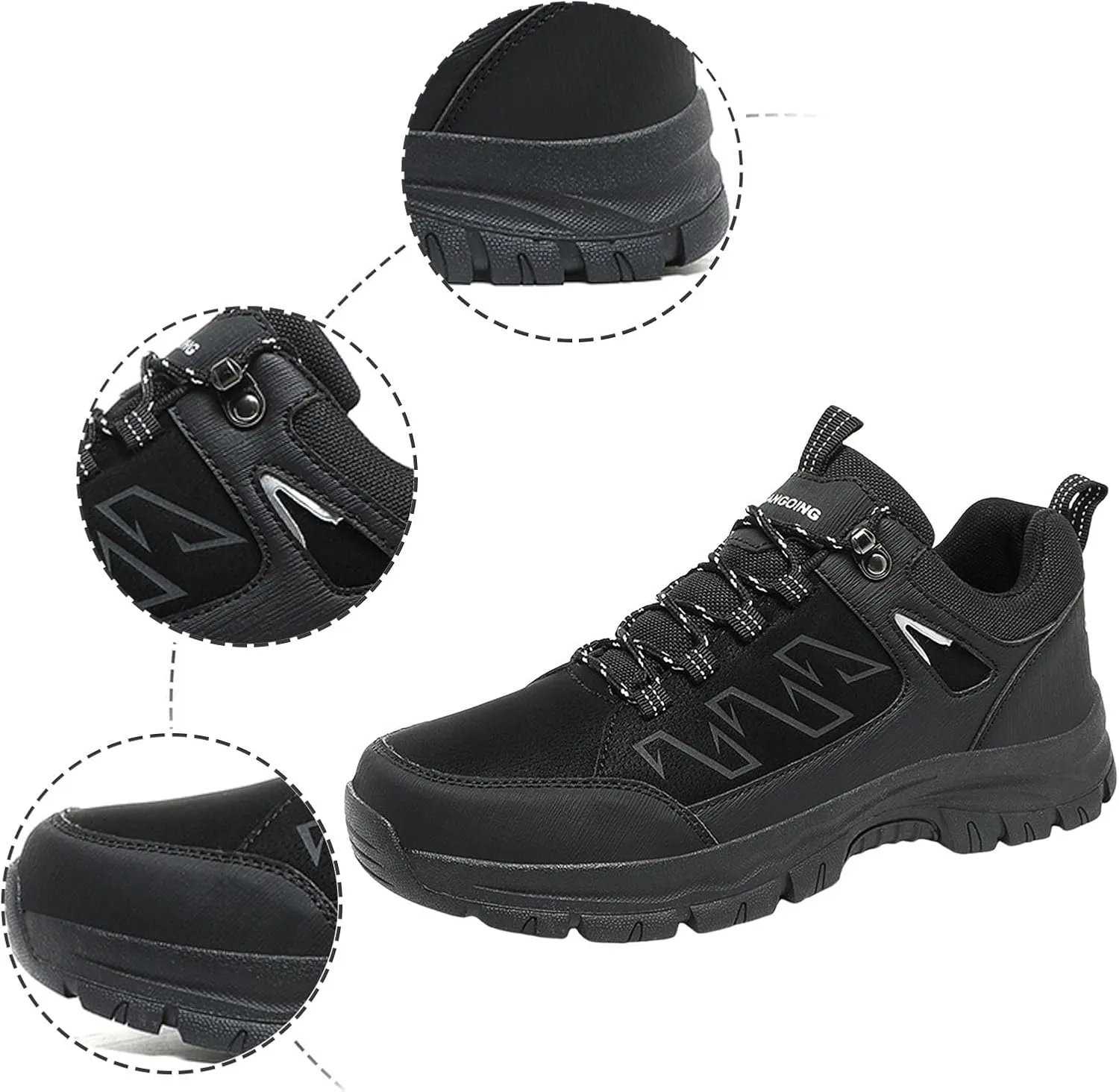 Men's Hiking Shoes Outdoor Walking Shoes Waterproof Work Shoes Trekking Trails Shoes with Arch Support
