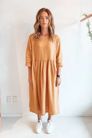 Montaigne Paris - Baggy Linen Dress - Mustard