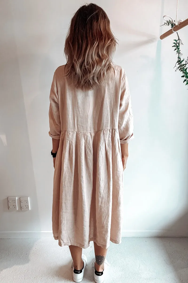 Montaigne Paris - Baggy Linen Dress - Rose