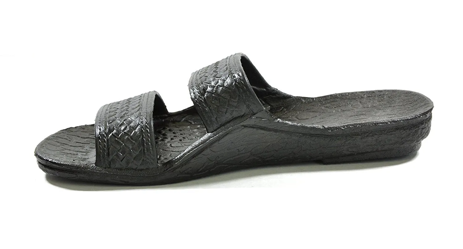 Moses Rubber Slides - Two Strap Black Brown Jandals