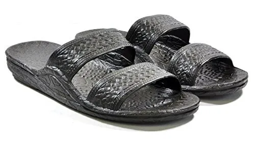 Moses Rubber Slides - Two Strap Black Brown Jandals
