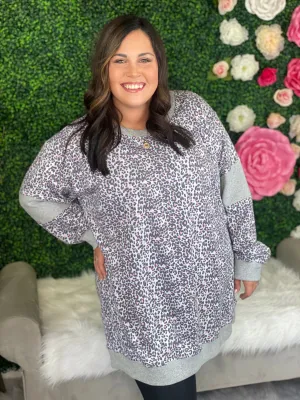 Nena Lush Leopard Contrast Long Sleeve Top