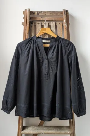 Nipoa Broderie Anglaise Black Blouse