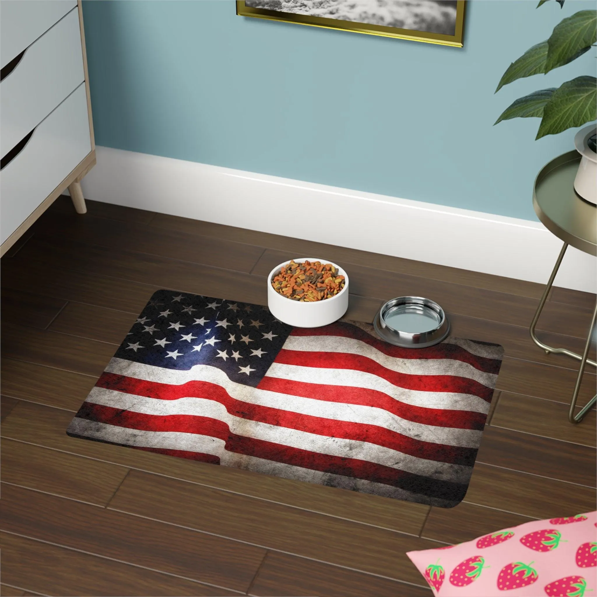 Old Glory American Flag Pet Food Mat (12x18)