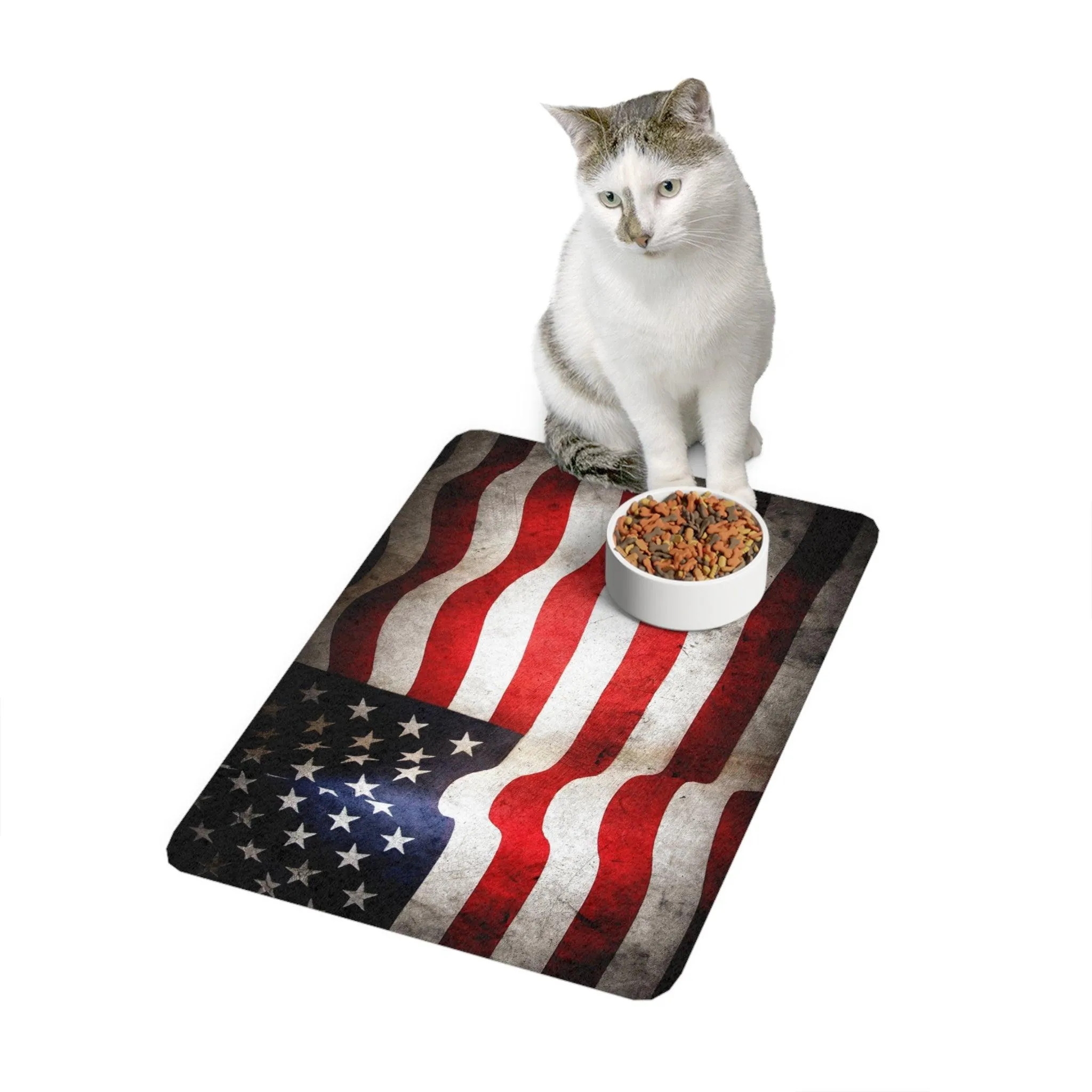 Old Glory American Flag Pet Food Mat (12x18)