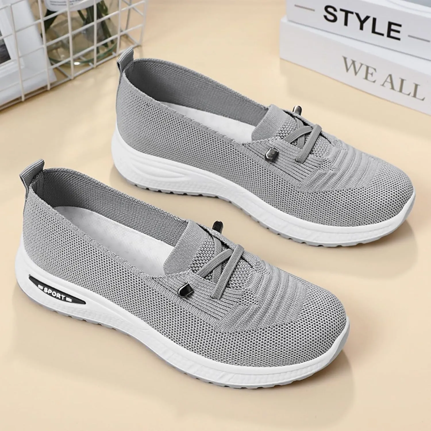 Orthopedic Shoes for Women Slip Ons Walking Shoes Non Slip Running Shoes Breathable Workout Shoes Lightweight Gym Sneakers