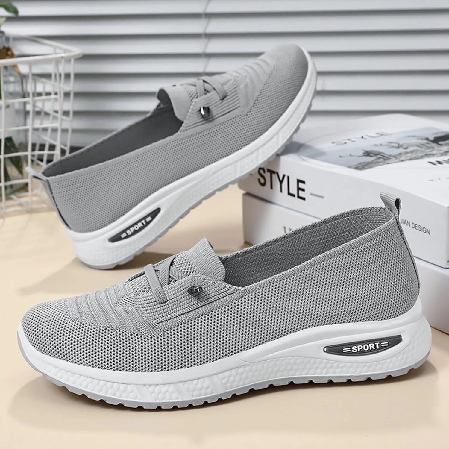 Orthopedic Shoes for Women Slip Ons Walking Shoes Non Slip Running Shoes Breathable Workout Shoes Lightweight Gym Sneakers