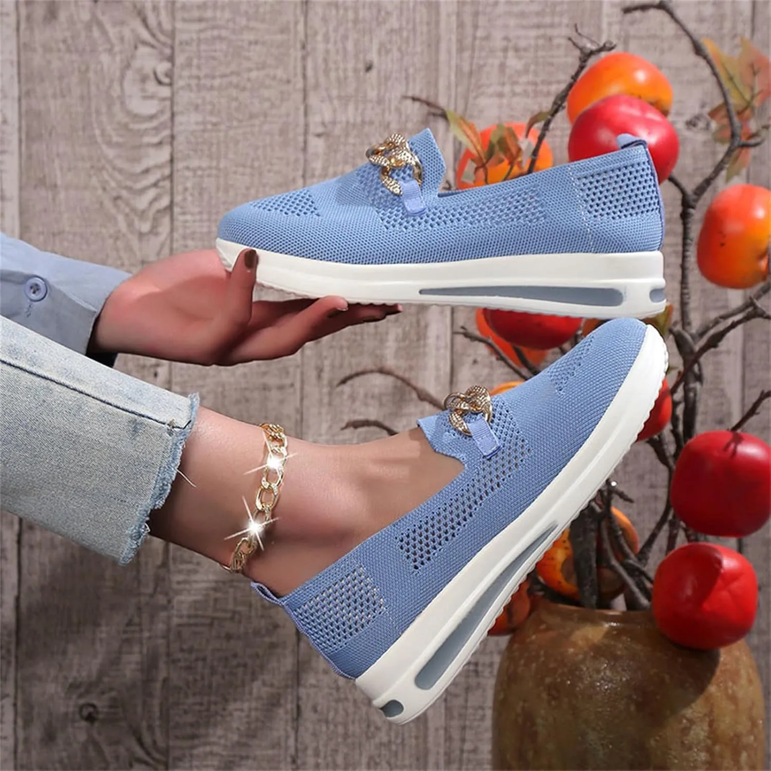 Orthopedic Walking Shoes for Diabetic Women Slip On Sneakers with Arch Support Comfortable Casual Loafers Plantar Fasciitis Foot Heel Pain Relief