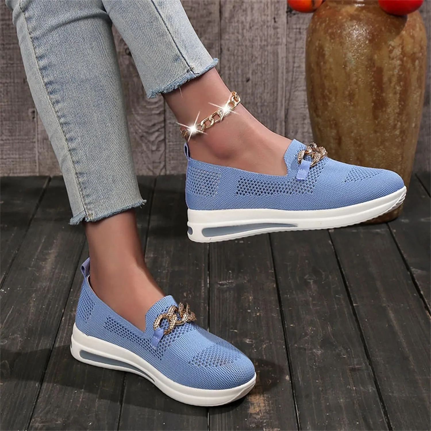 Orthopedic Walking Shoes for Diabetic Women Slip On Sneakers with Arch Support Comfortable Casual Loafers Plantar Fasciitis Foot Heel Pain Relief