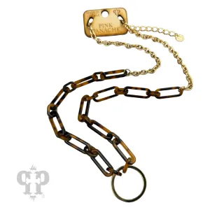 Oversized acrylic chain link necklace, Brown