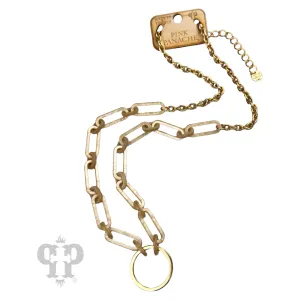 Oversized acrylic chain link necklace,  Gold