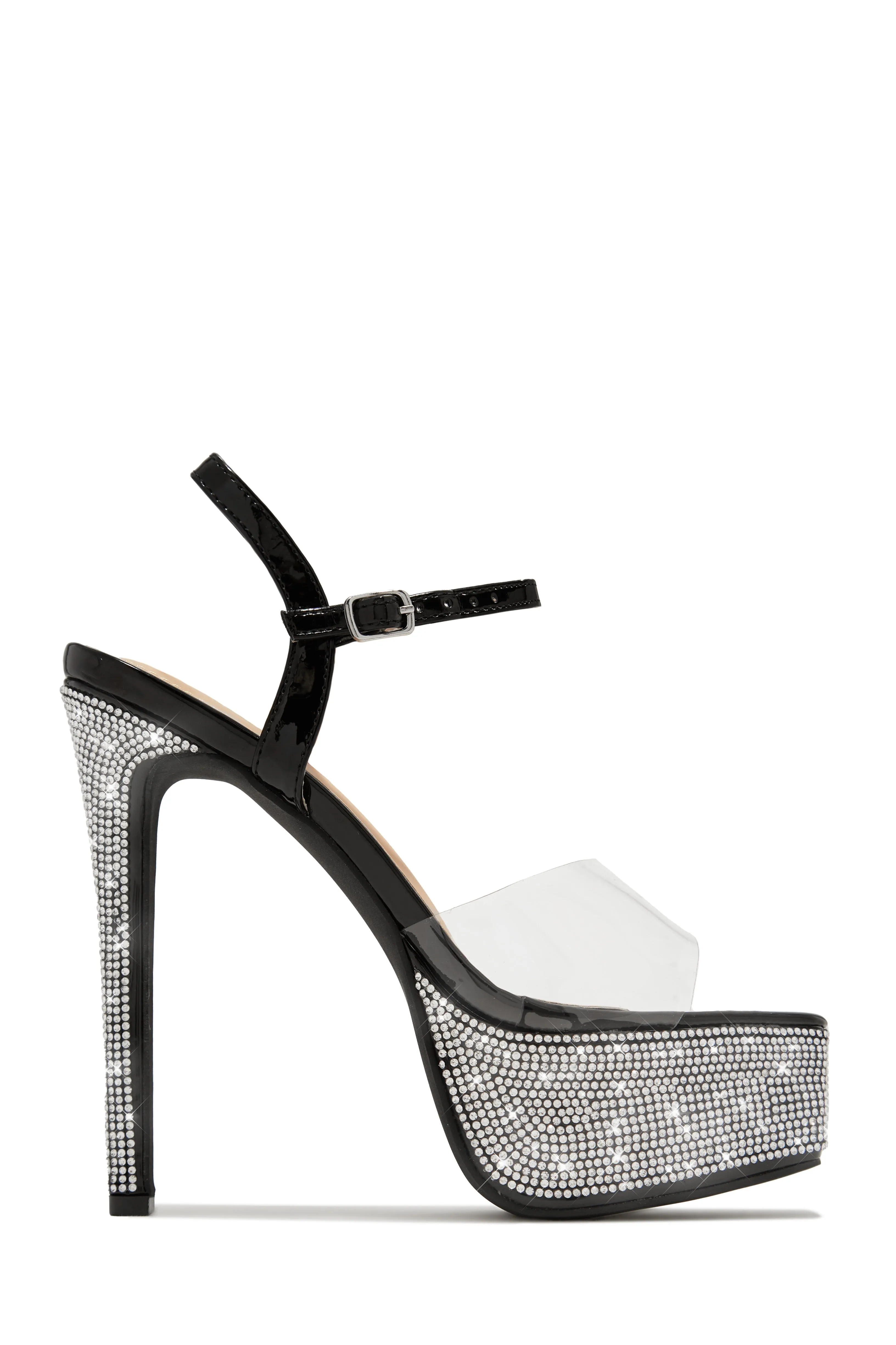 Party Ready Embellished Platform Heels - Black