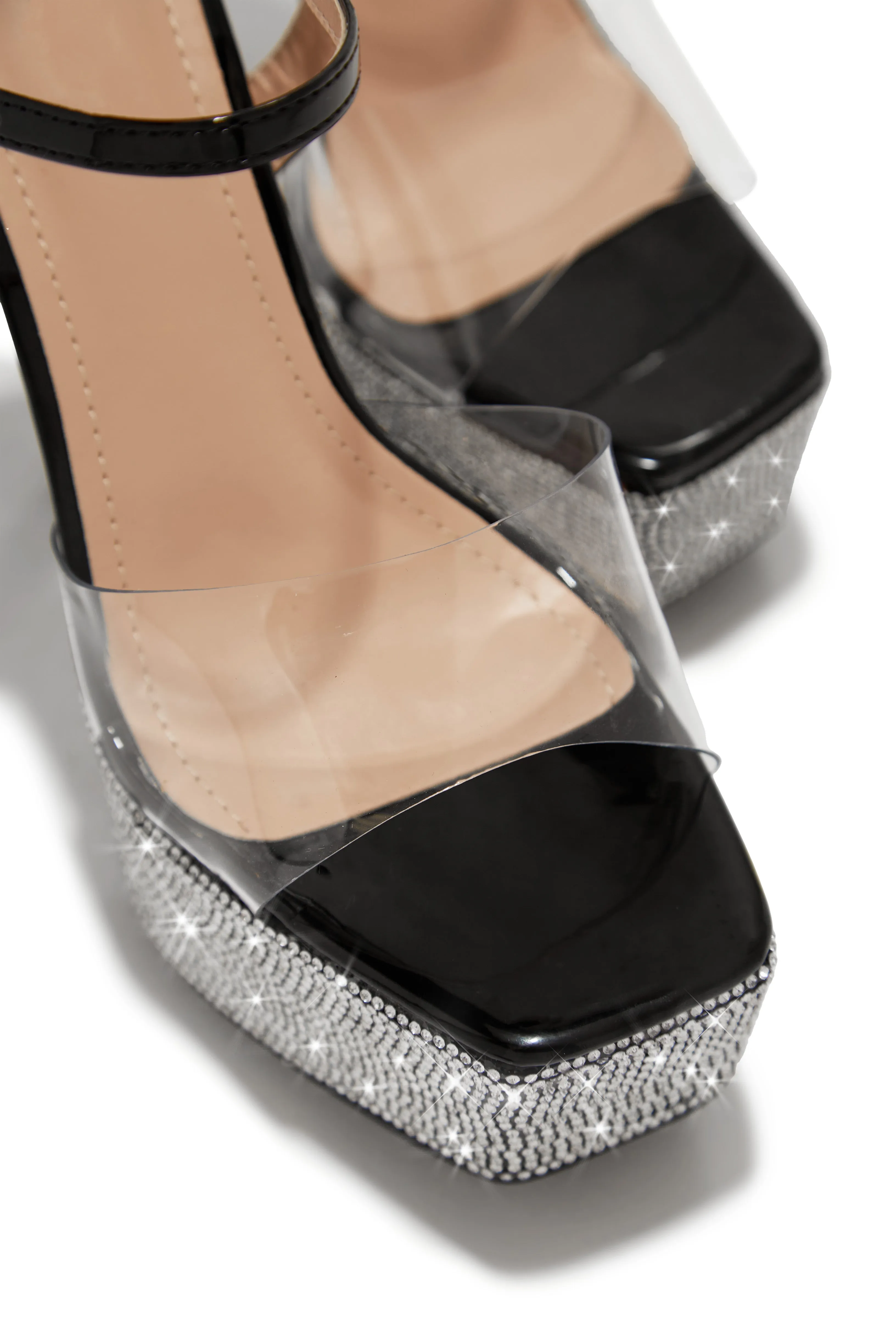 Party Ready Embellished Platform Heels - Black