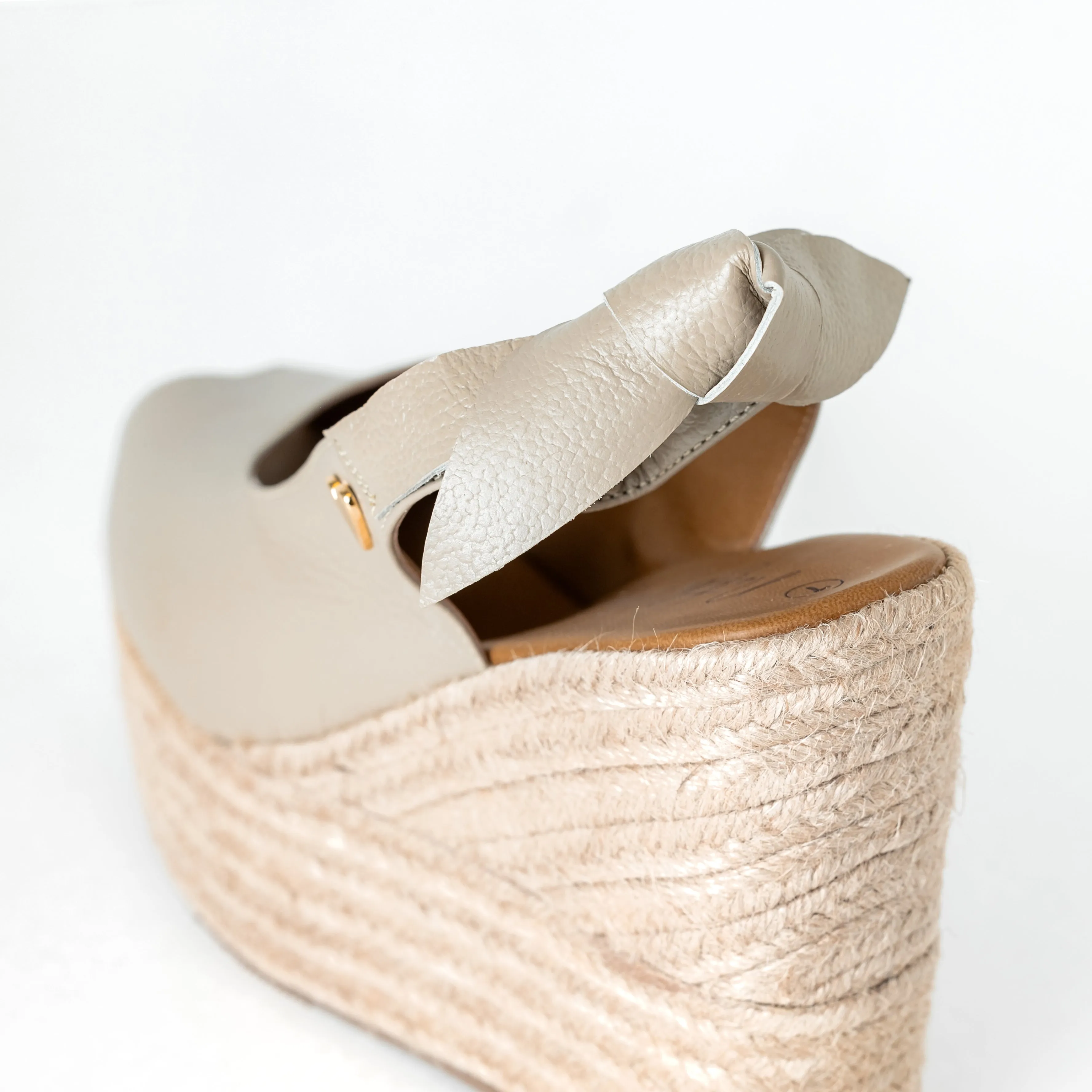 Peep Toe Taupe Espadrilles  - Low High