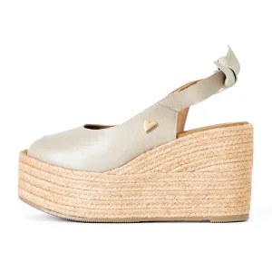 Peep Toe Taupe Espadrilles  - Low High