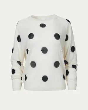 Polka-Dot Intarsia Knit Top in Off White/Black | Off White/Black