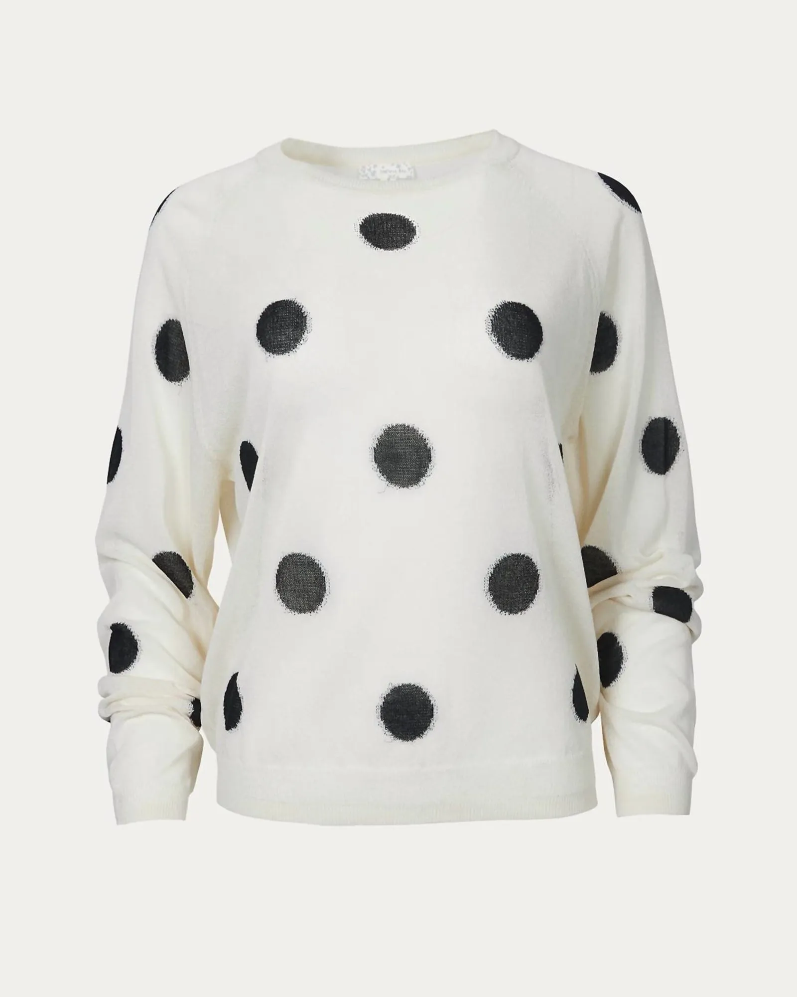 Polka-Dot Intarsia Knit Top in Off White/Black | Off White/Black