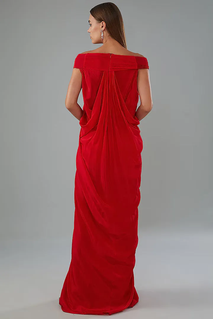 Red Chiffon Gown