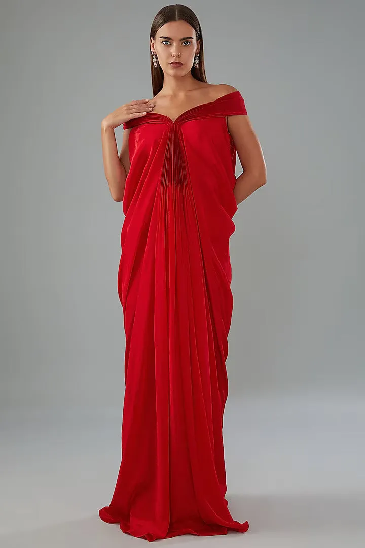 Red Chiffon Gown