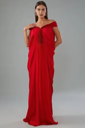 Red Chiffon Gown