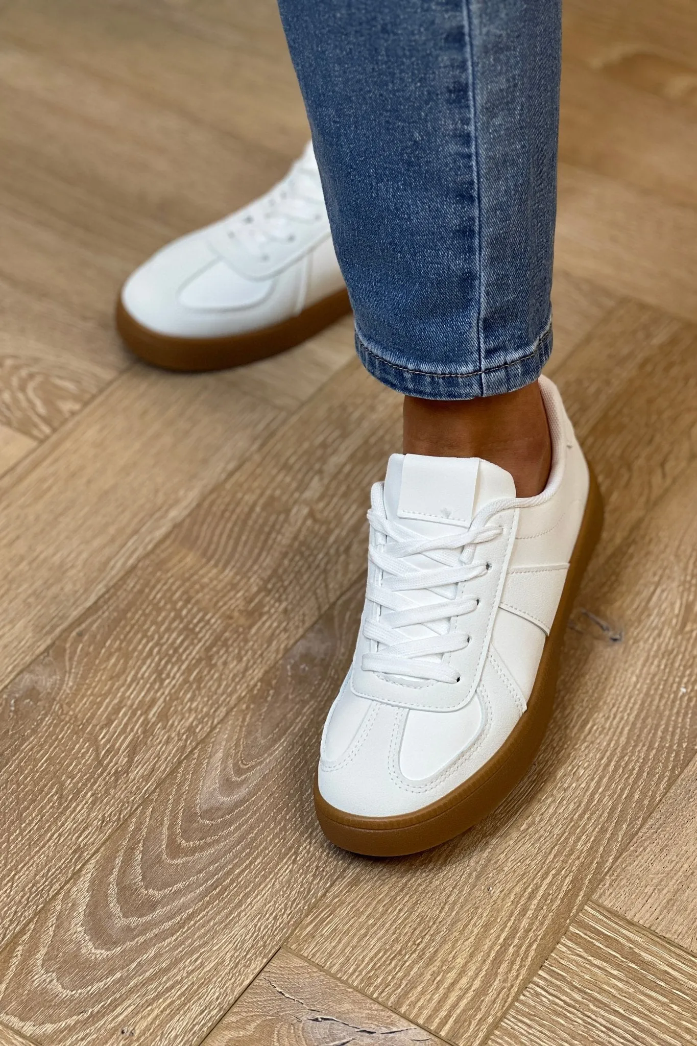Sadie Faux Suede Mix Trainer In White