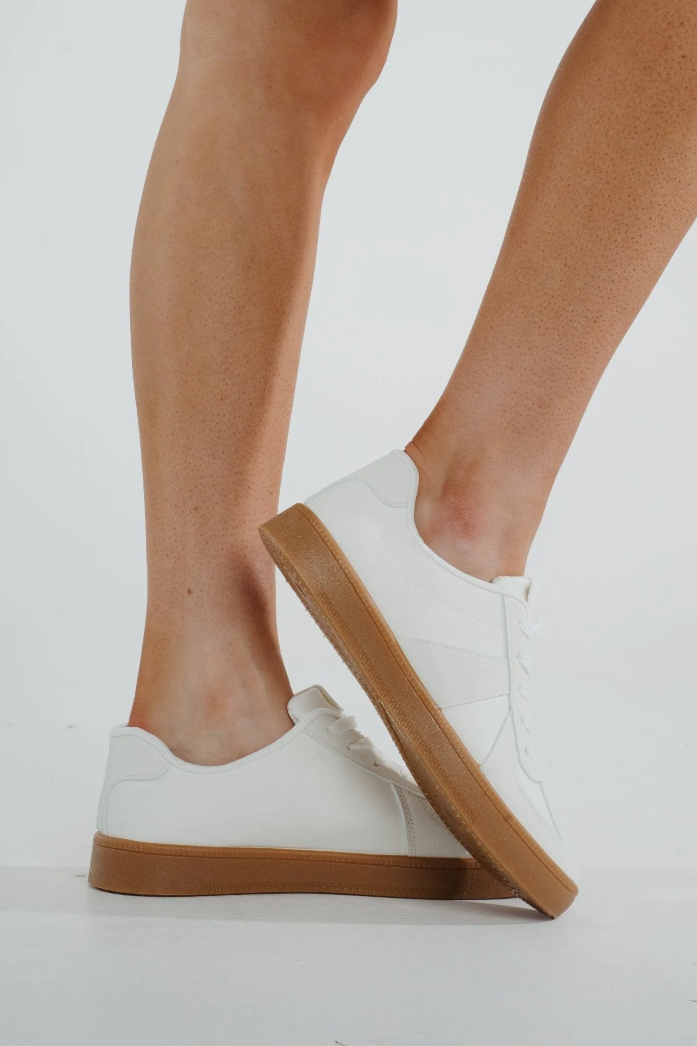 Sadie Faux Suede Mix Trainer In White