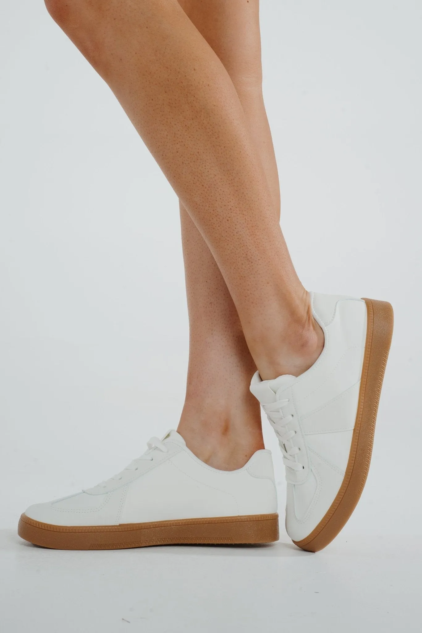 Sadie Faux Suede Mix Trainer In White