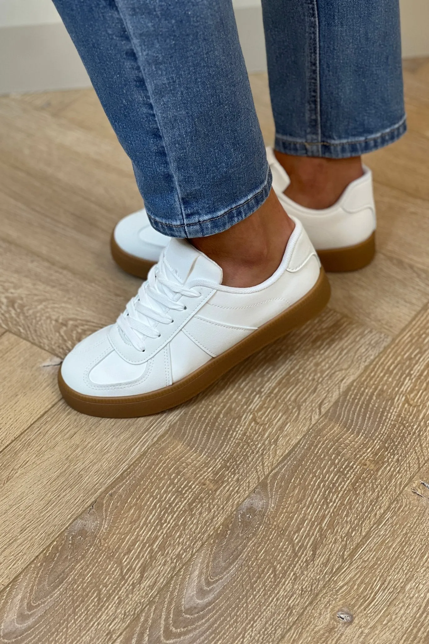 Sadie Faux Suede Mix Trainer In White
