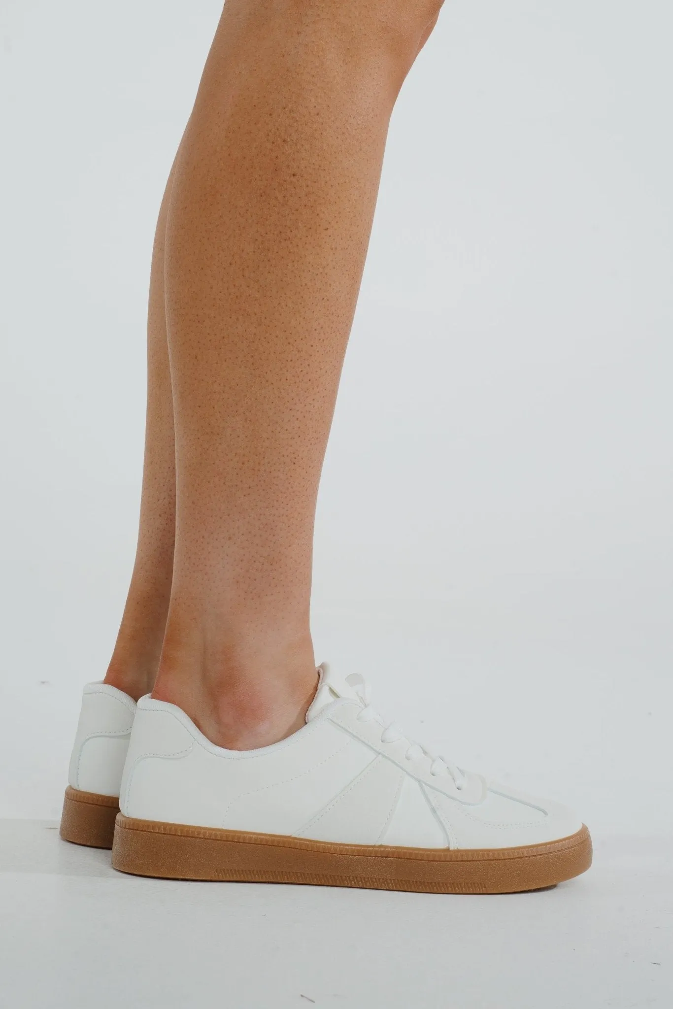 Sadie Faux Suede Mix Trainer In White