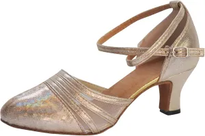 Sandals for Women Latin Dance Shoes Ballroom Tango Mid Heel Party Sequin Bling Sandals Performance Dance Shoes