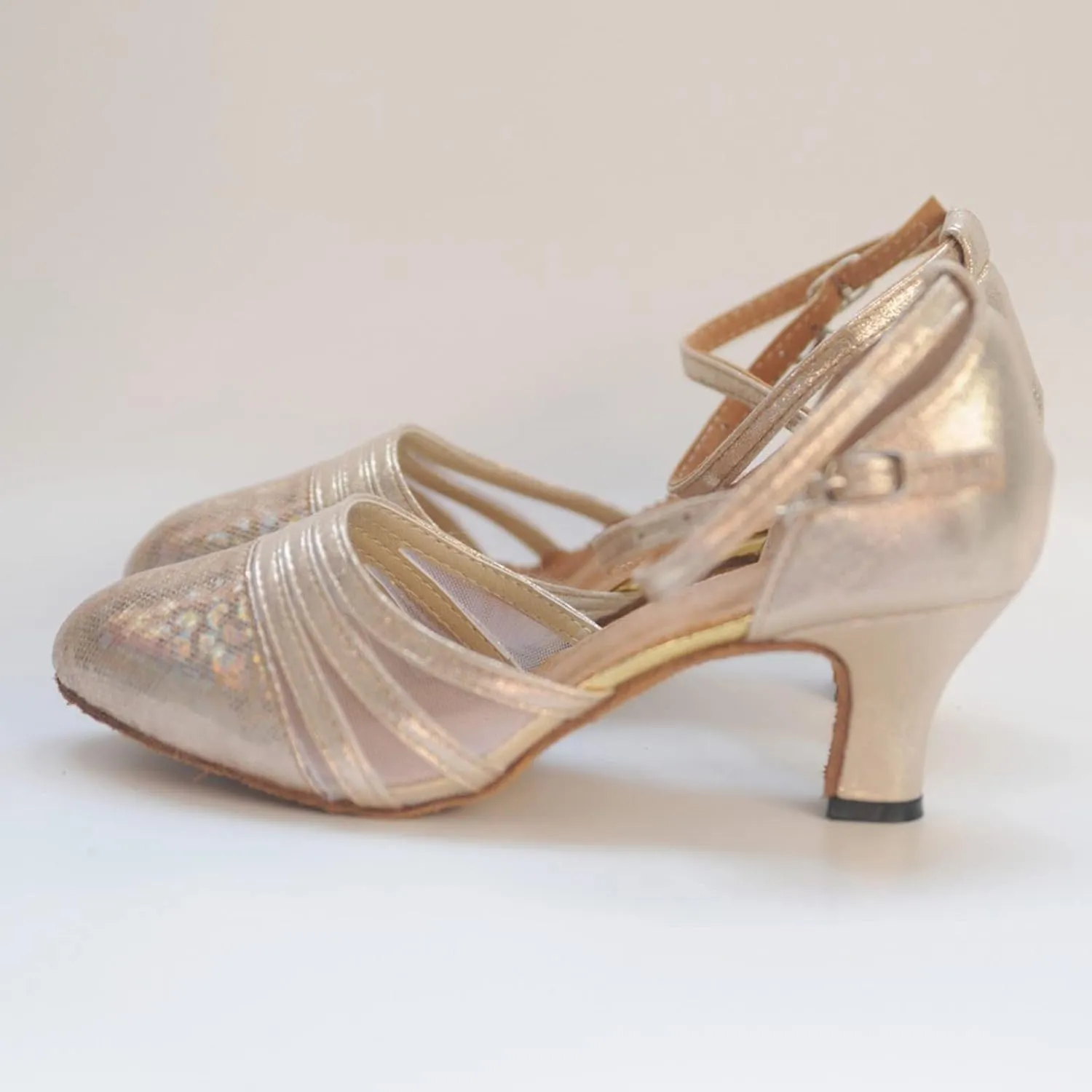 Sandals for Women Latin Dance Shoes Ballroom Tango Mid Heel Party Sequin Bling Sandals Performance Dance Shoes