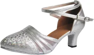 Sandals for Women Latin Dance Shoes Ballroom Tango Mid Heel Party Sequin Bling Sandals Performance Dance Shoes