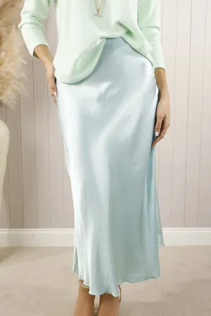 Satin Flair Skirt Aqua