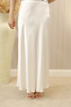 Satin Flair Skirt Ivory