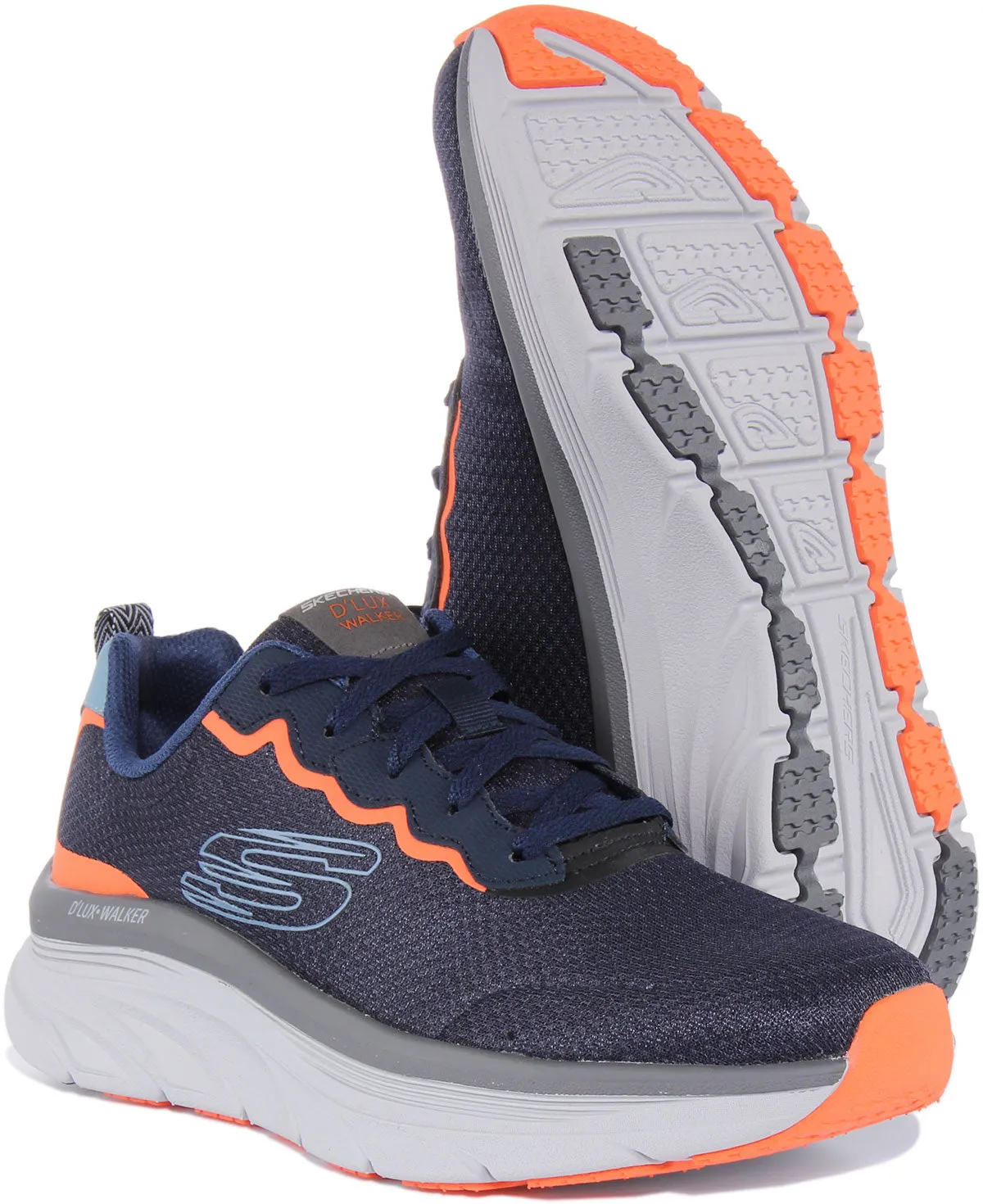 Skechers D Lux Walker In Navy Orange For Men
