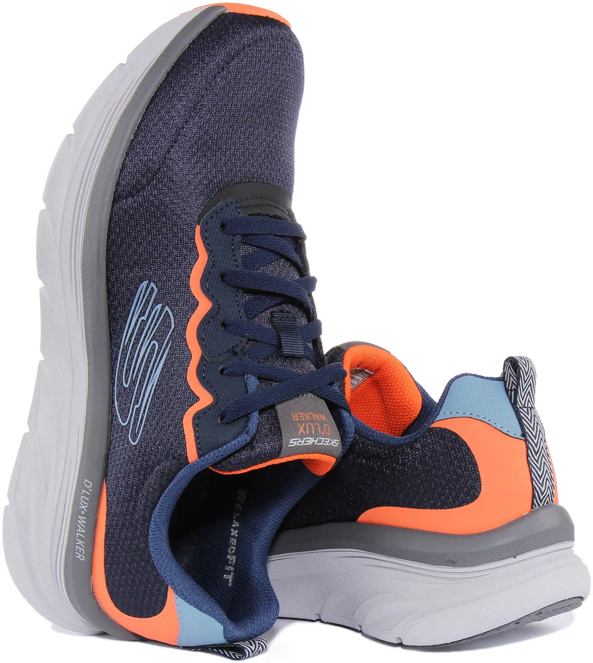 Skechers D Lux Walker In Navy Orange For Men