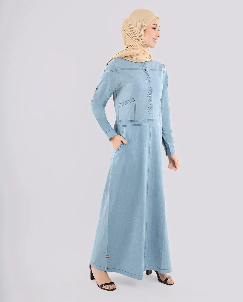 Smoke Blue Fine Denim Jilbab