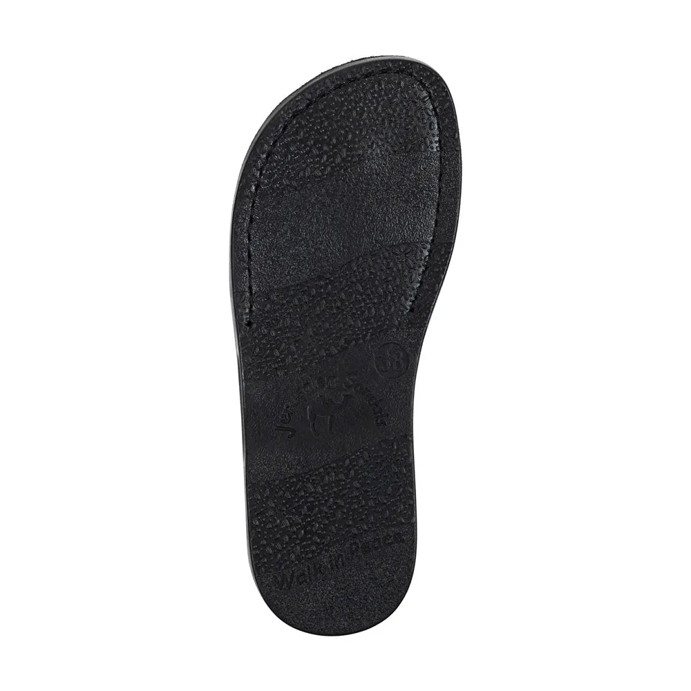 Sophia - Leather Braided Flat Sandal | Black