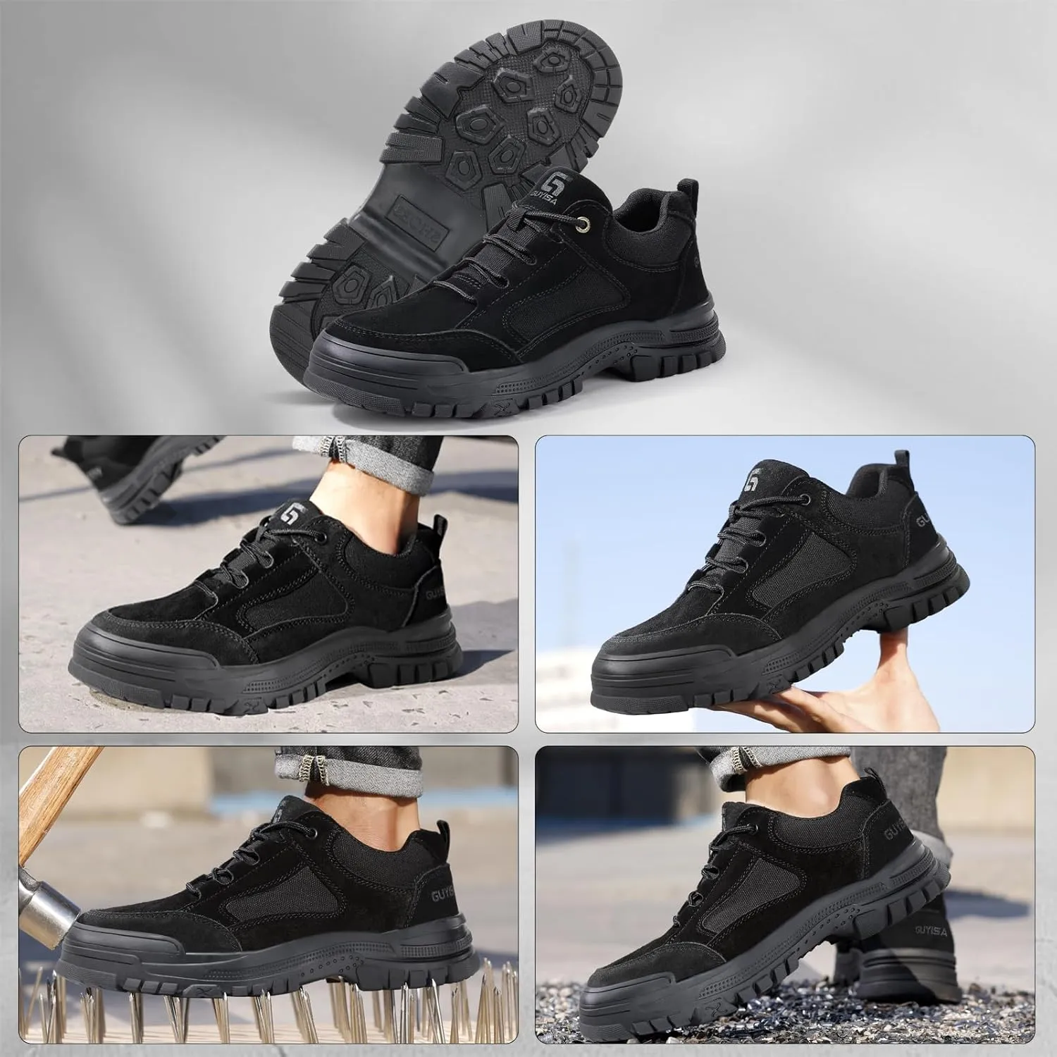 Steel Toe Shoes for Men Women Lightweight Work Shoes Mens Indestructible Safety Sneakers Puncture Proof Construction Shoe Composite Toe Sneakers