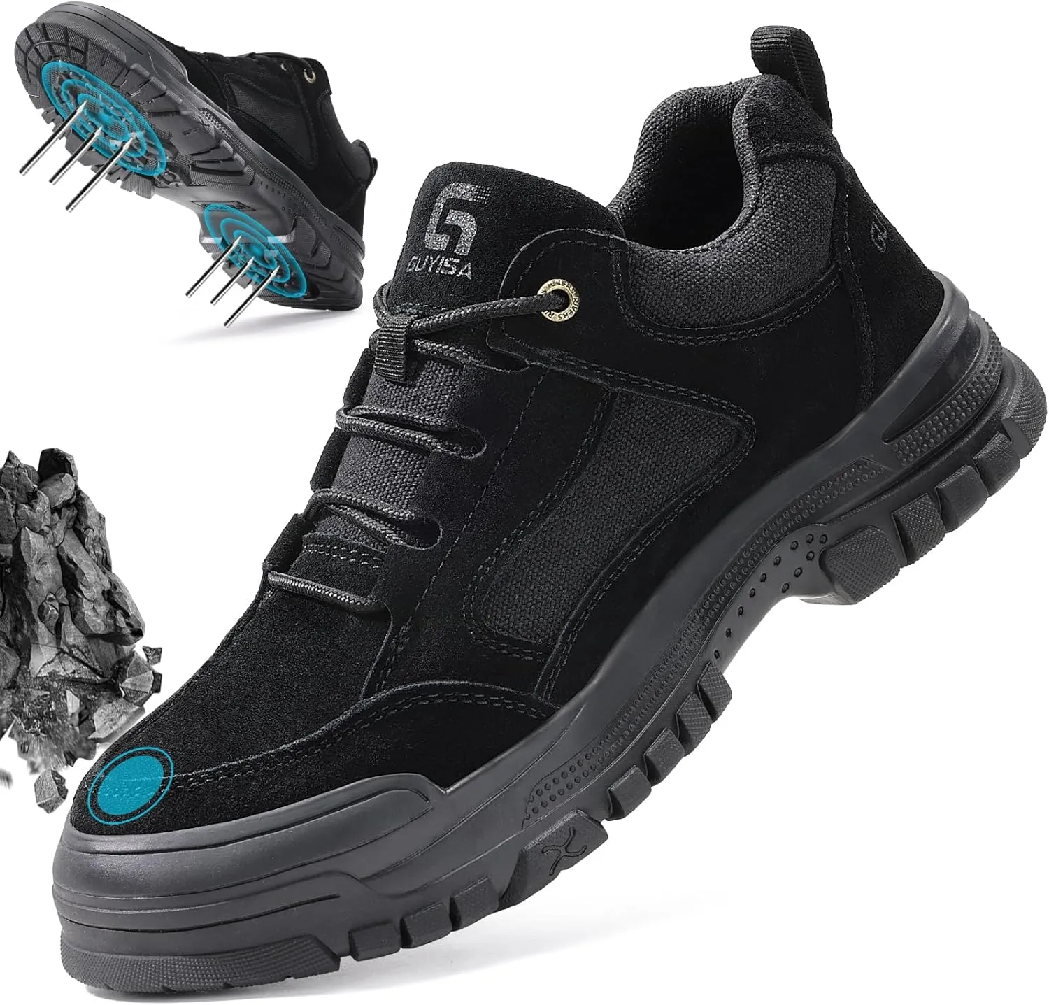 Steel Toe Shoes for Men Women Lightweight Work Shoes Mens Indestructible Safety Sneakers Puncture Proof Construction Shoe Composite Toe Sneakers