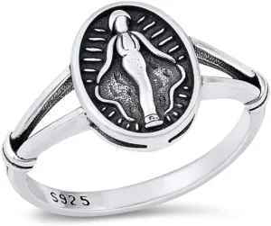 Sterling Silver Miraculous Medal Ring