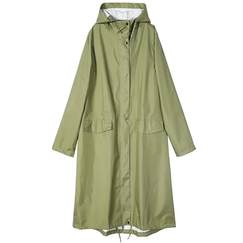 Stylish Long Hooded Waterproof Rain Jacket for All Seasons