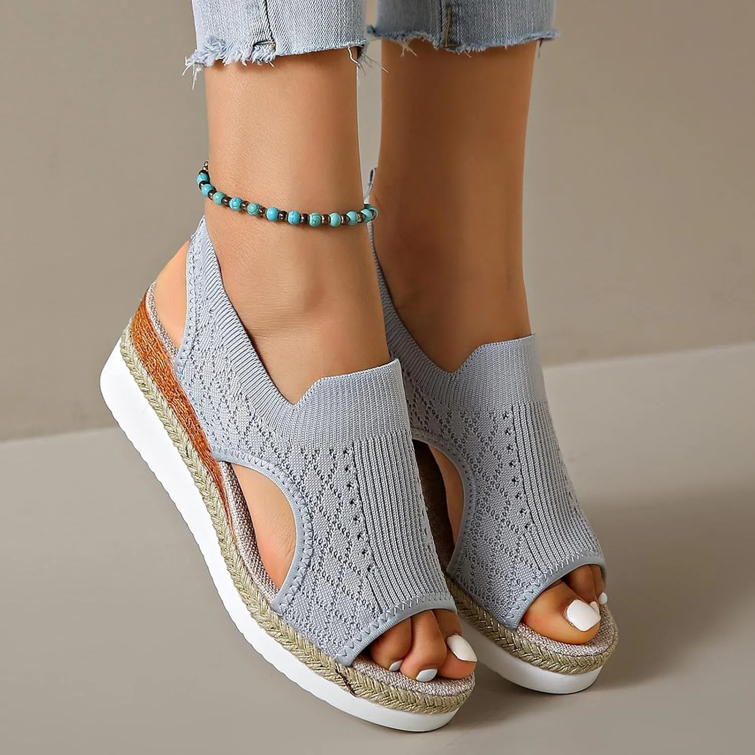 Stylish Women's Sandals Summer Espadrilles Comfortable Platform Wedge Heels Open Toe Casual Footwear Ideal for