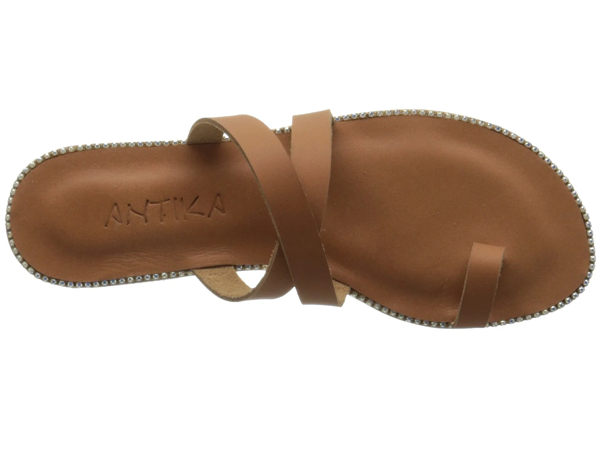 Sunset Blvd - Leather Toe Loop With Swarovski crystals | Tan