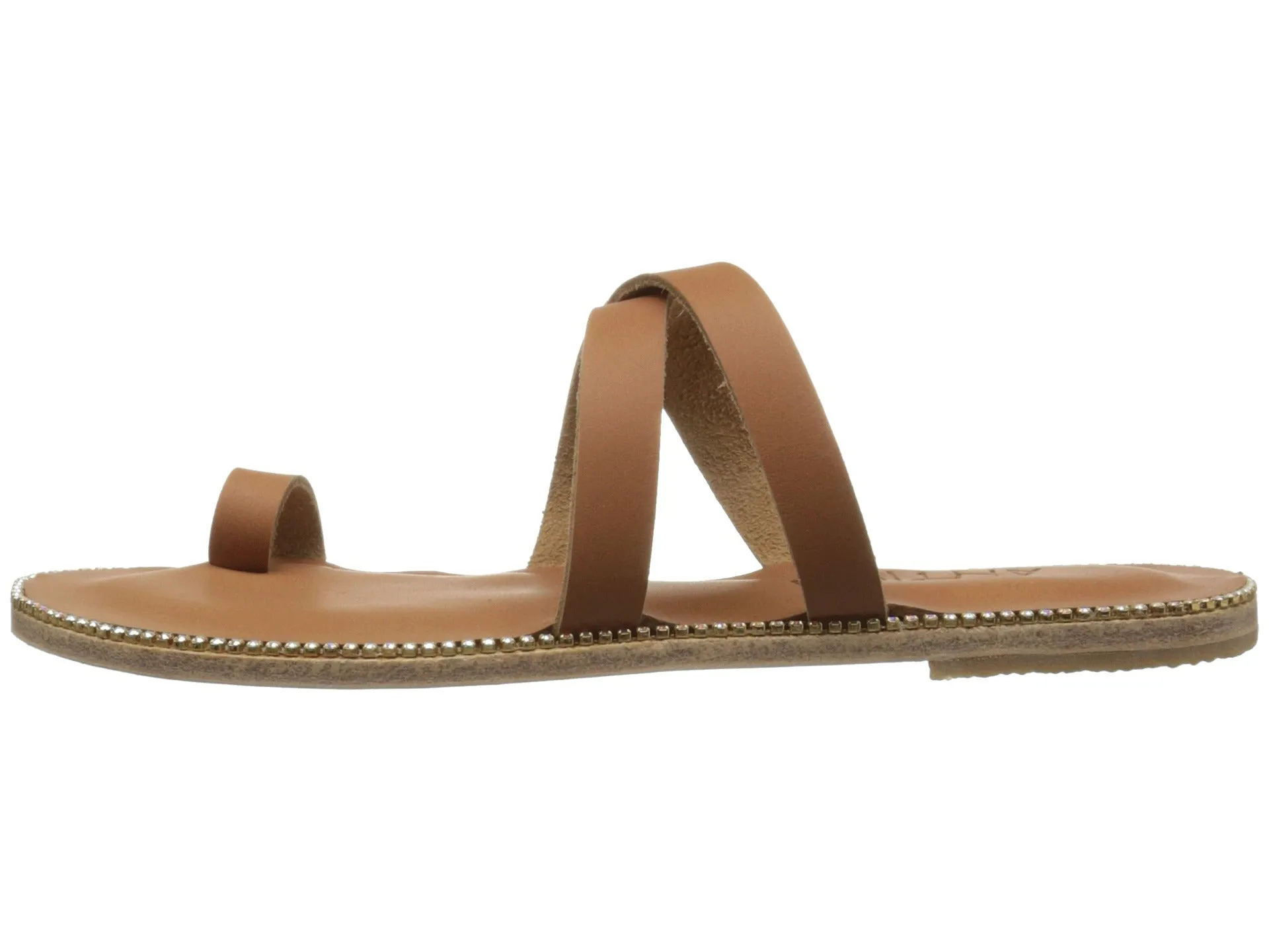 Sunset Blvd - Leather Toe Loop With Swarovski crystals | Tan