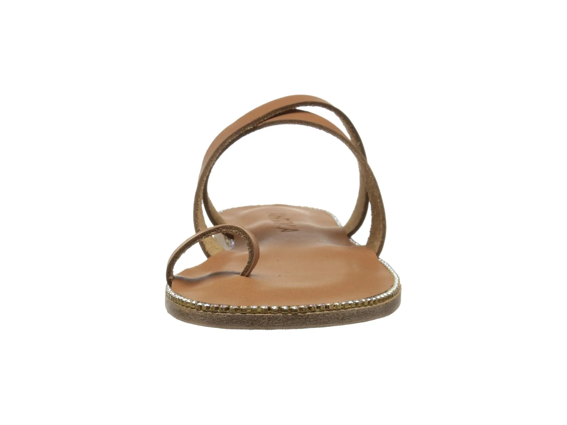 Sunset Blvd - Leather Toe Loop With Swarovski crystals | Tan